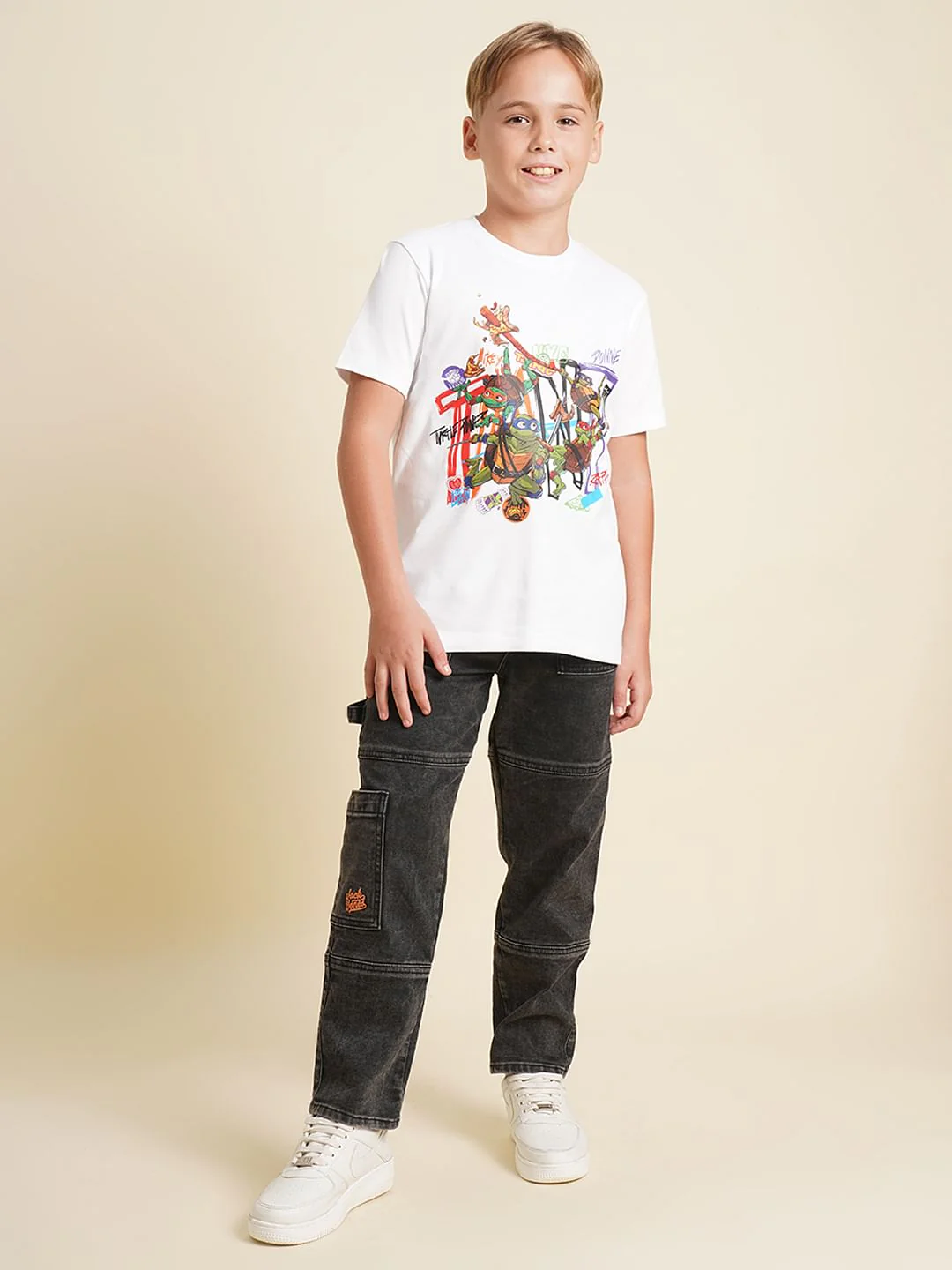 Boys White Ninja Turtles Print T-shirt - Image 5