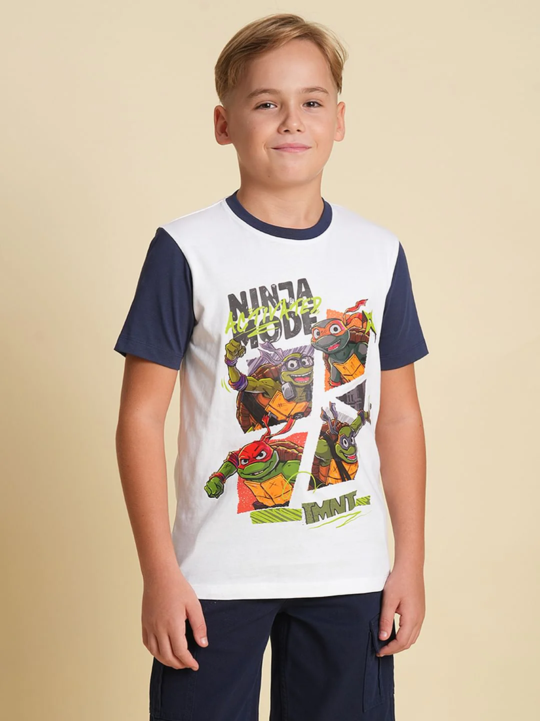Boys White Ninja Turtles Print T-shirt - Image 2