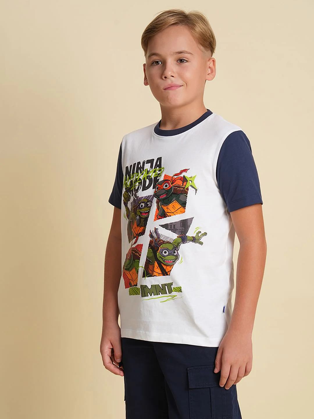 Boys White Ninja Turtles Print T-shirt - Image 3