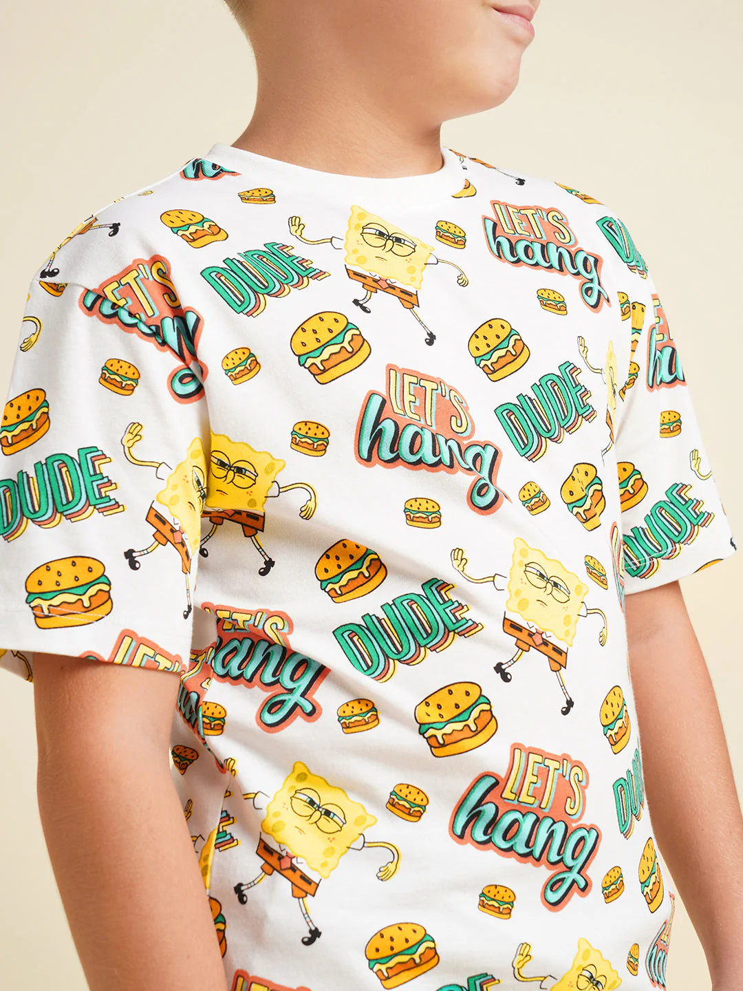 JACK&JONES JUNIOR Boys White SpongeBob Print T-shirt - Image 6