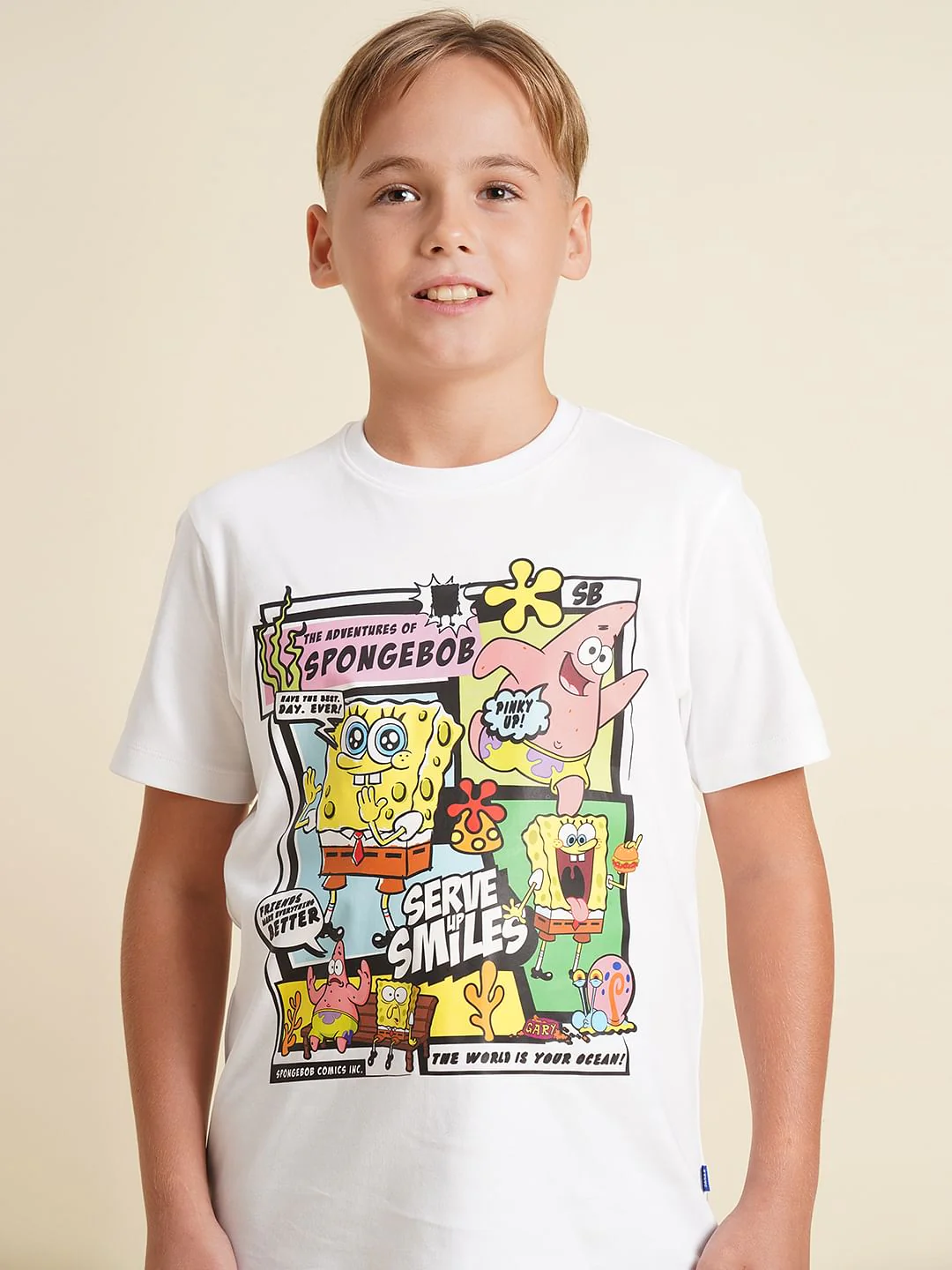 Boys White SpongeBob Print T-shirt - Image 6