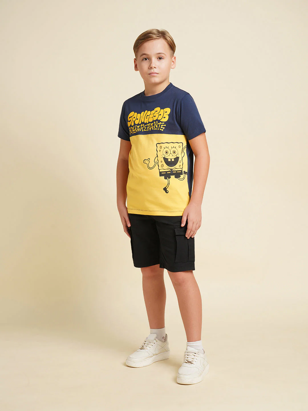 JACK&JONES JUNIOR Boys Yellow SpongeBob Print T-shirt - Image 5