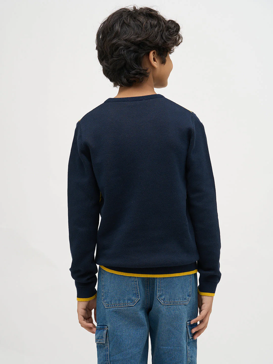 Boys Jacquard Typographic Print Sweater - Image 4