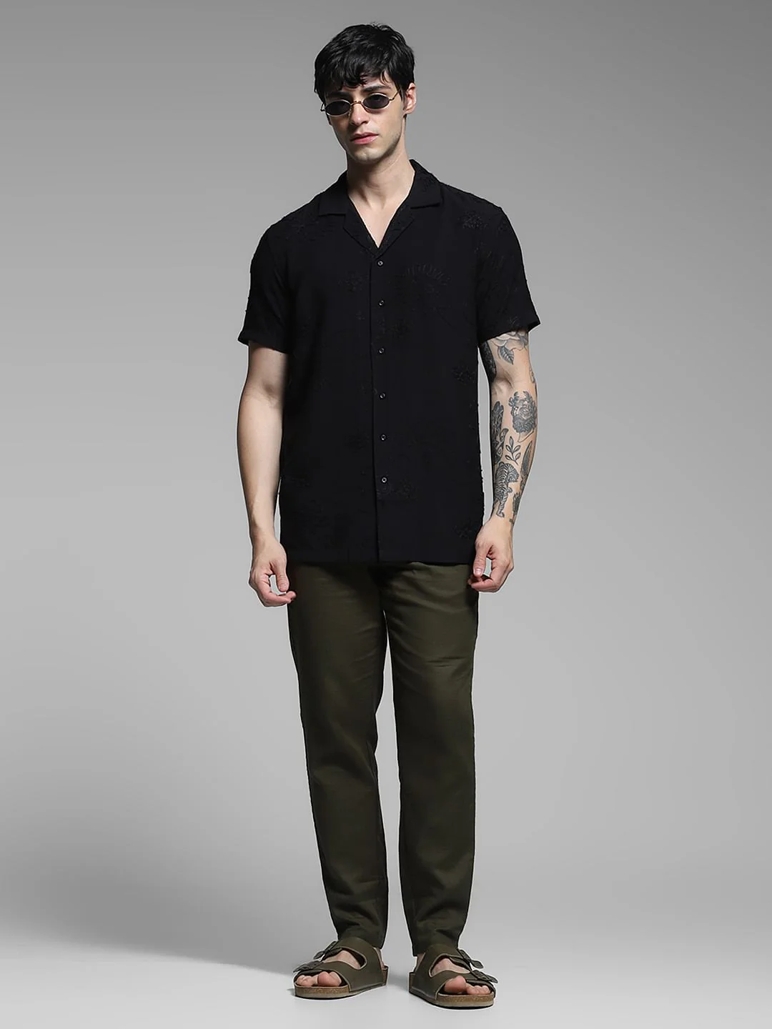 Olive Green Mid Rise Cotton Pants - Image 6