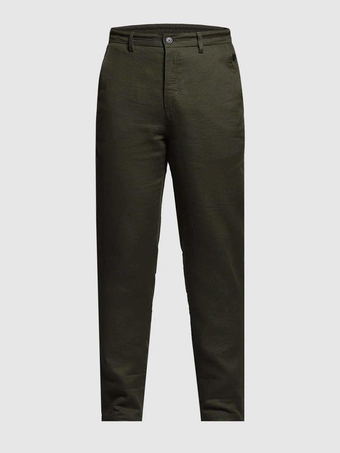 Olive Green Mid Rise Cotton Pants - Image 7