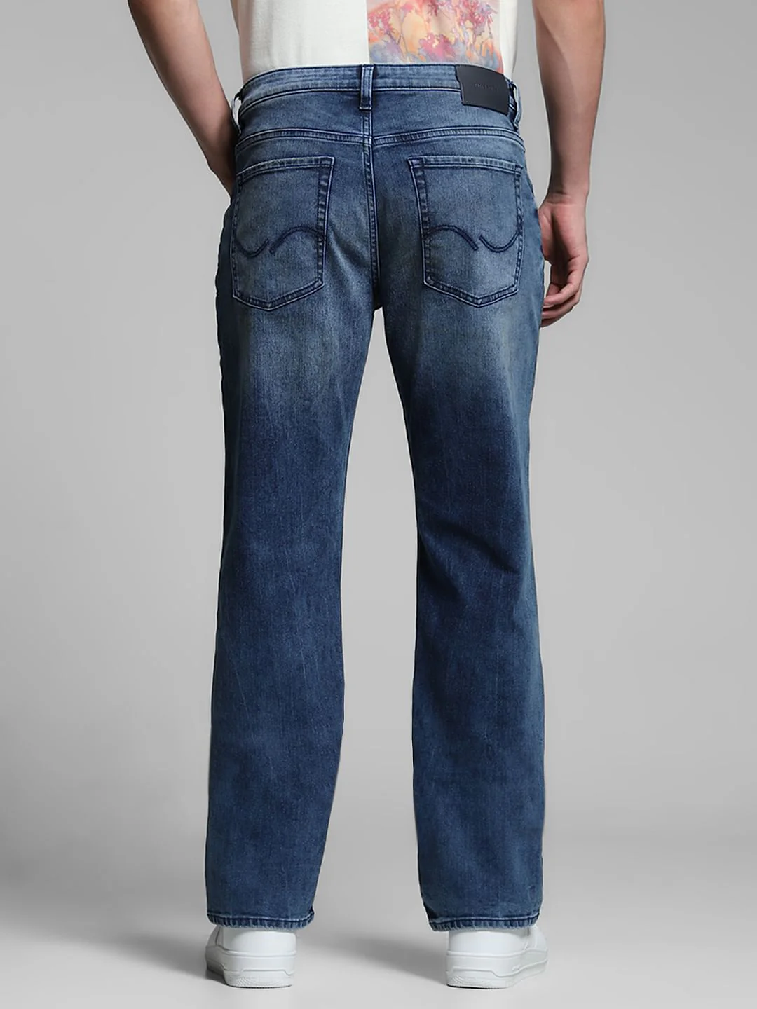 Blue Mildly Distressed Cliff Bootcut Jeans - Image 3