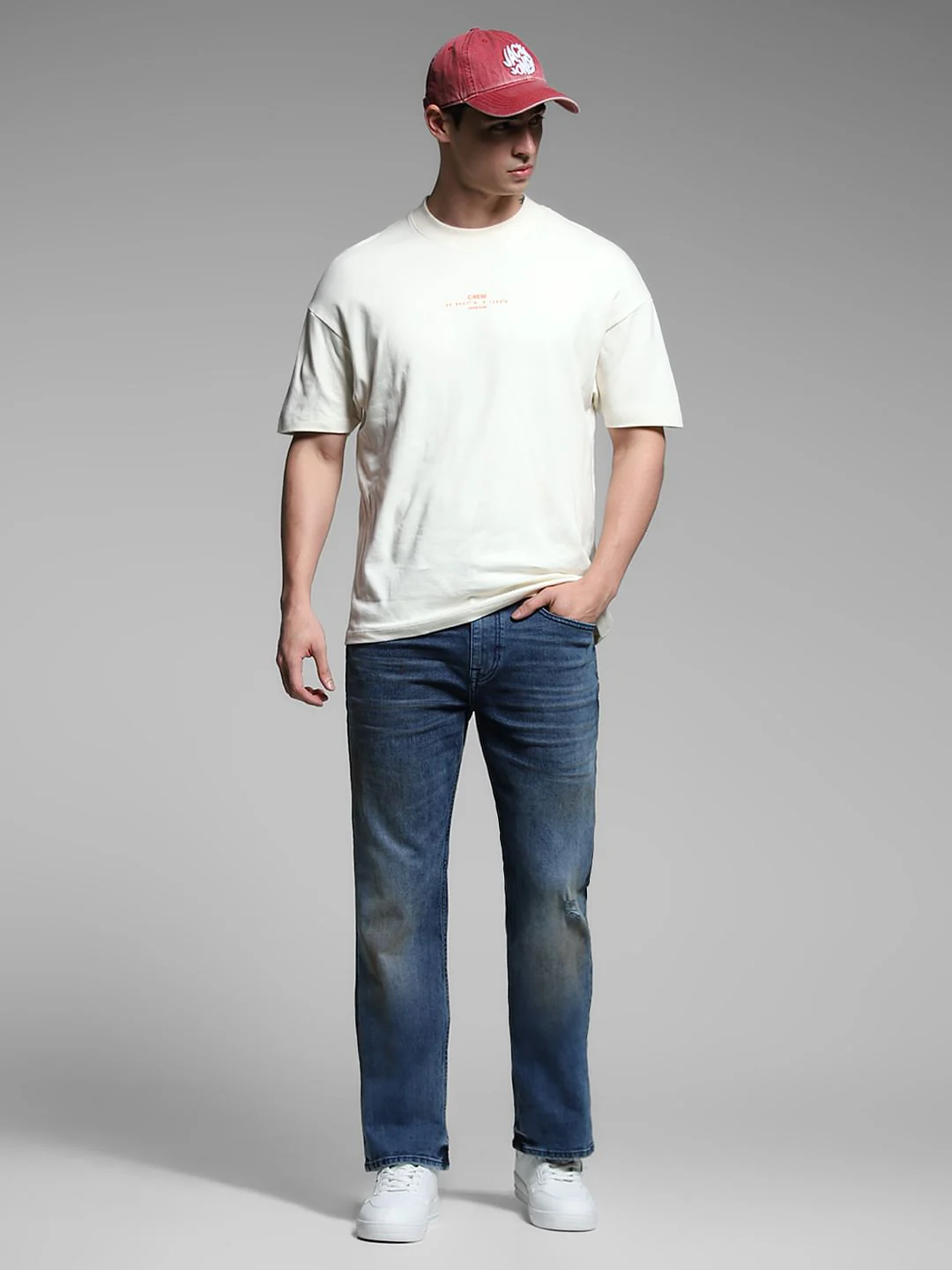 Blue Mildly Distressed Cliff Bootcut Jeans - Image 6