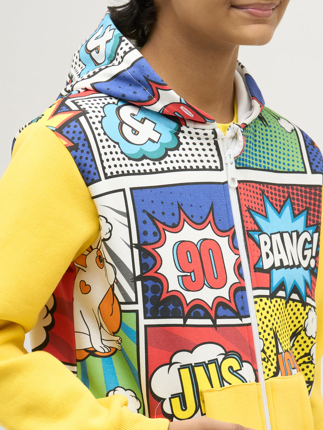 Boys Comic Printed Hooded Sweatshirt - Image 6