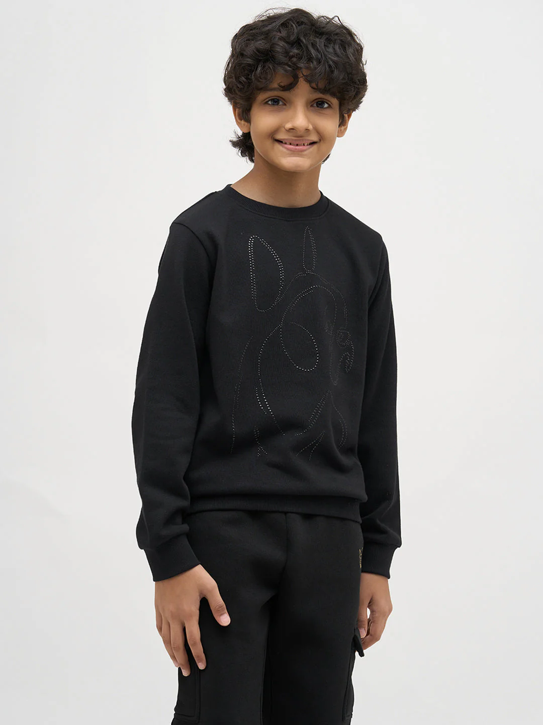 Boys Black Frenchie Print Sweatshirt - Image 2