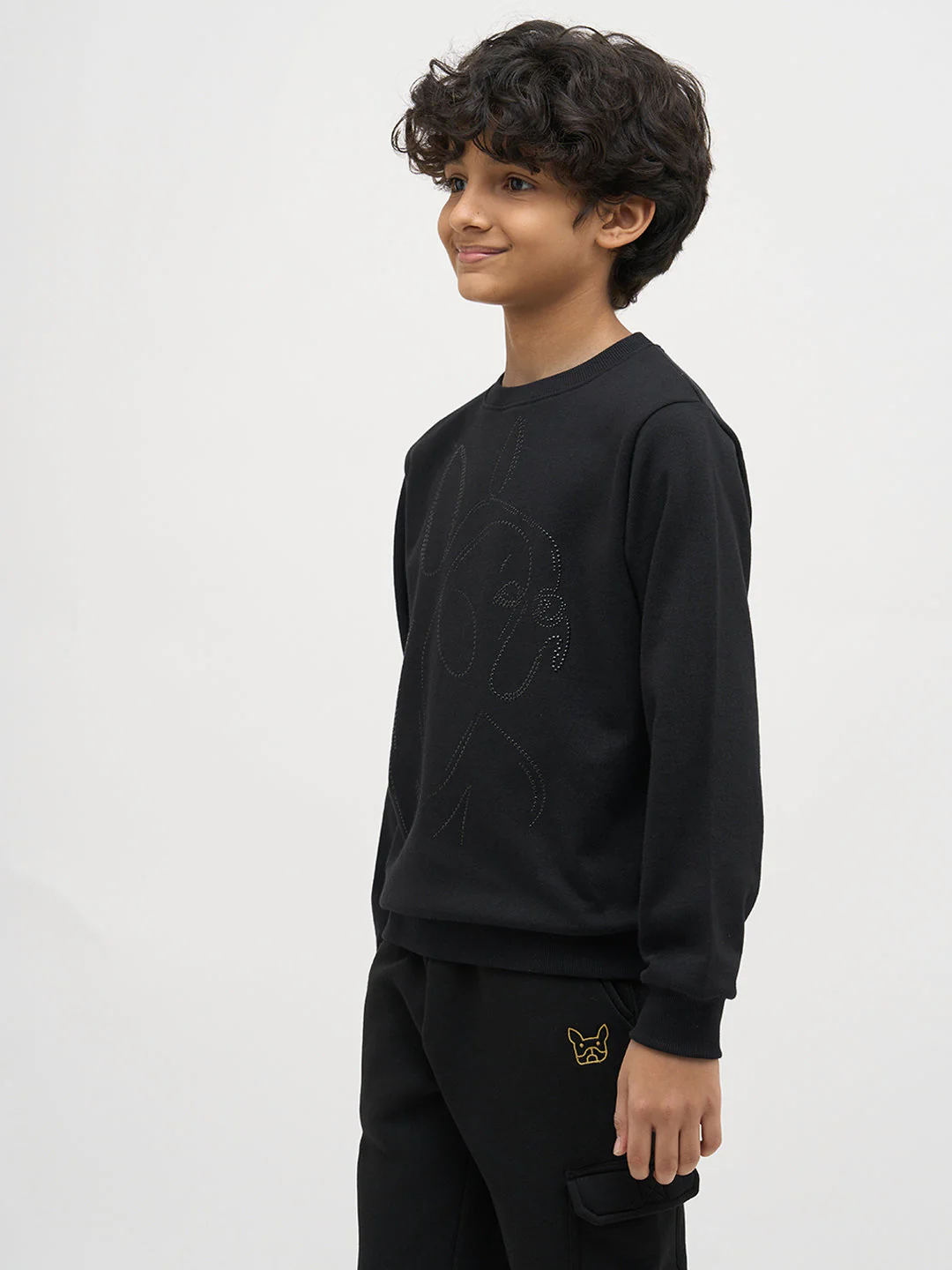 Boys Black Frenchie Print Sweatshirt - Image 3