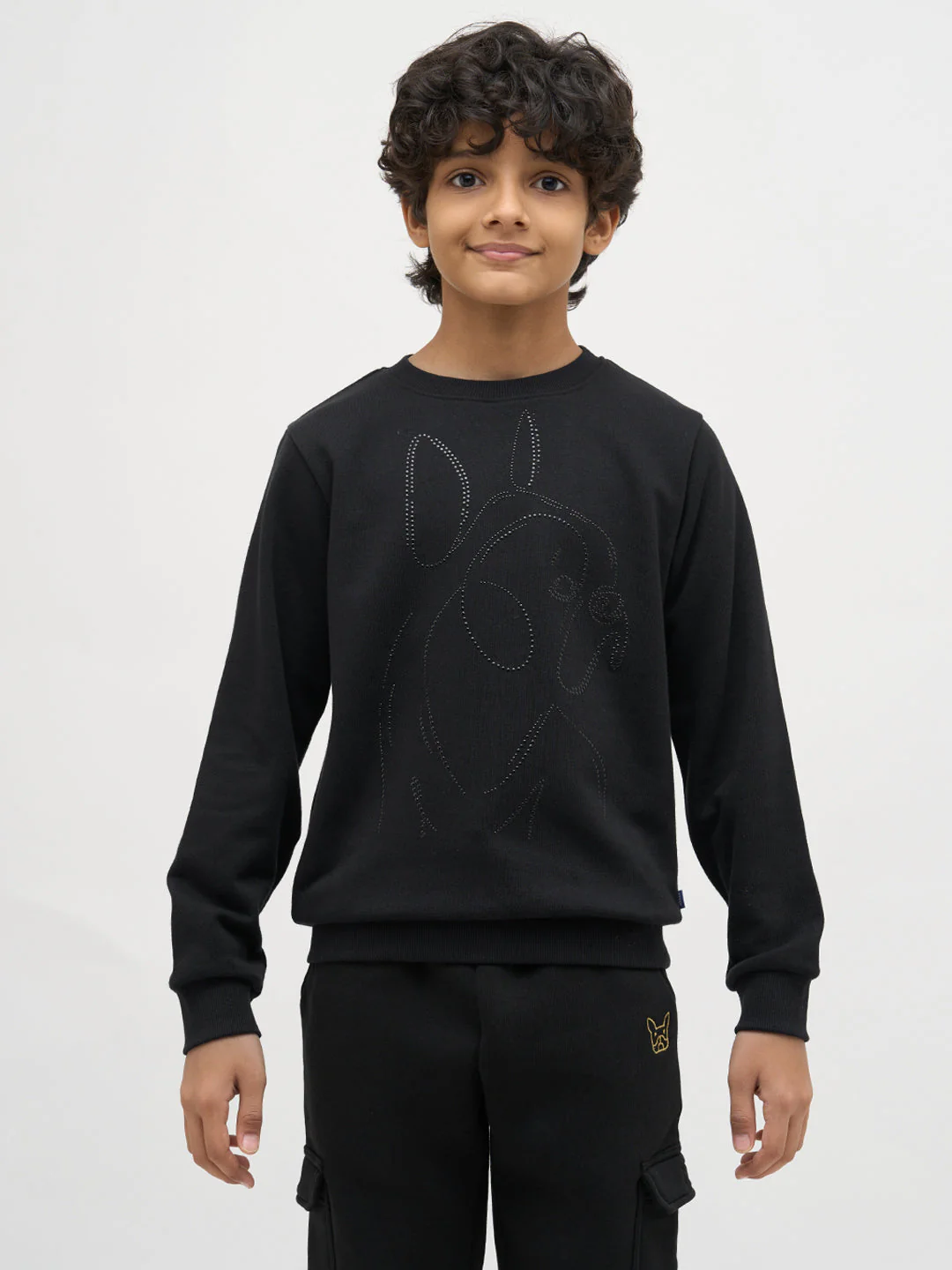 Boys Black Frenchie Print Sweatshirt - Image 8
