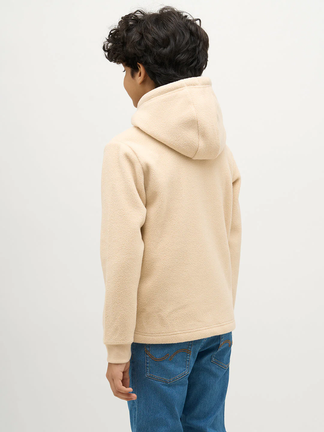 Boys Logo Print Hooded Sweatshirt -Beige - Image 4