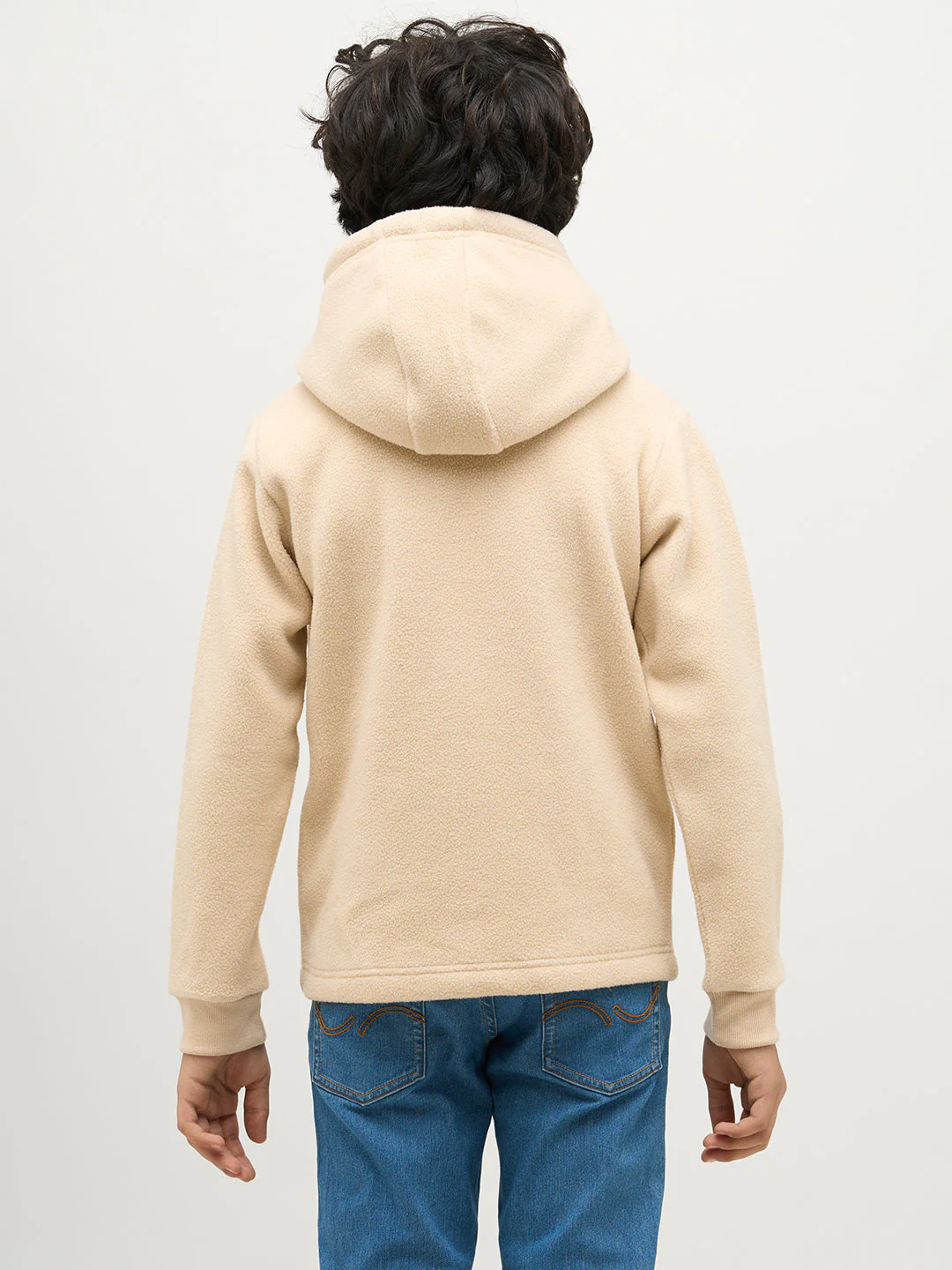 Boys Logo Print Hooded Sweatshirt -Beige - Image 9