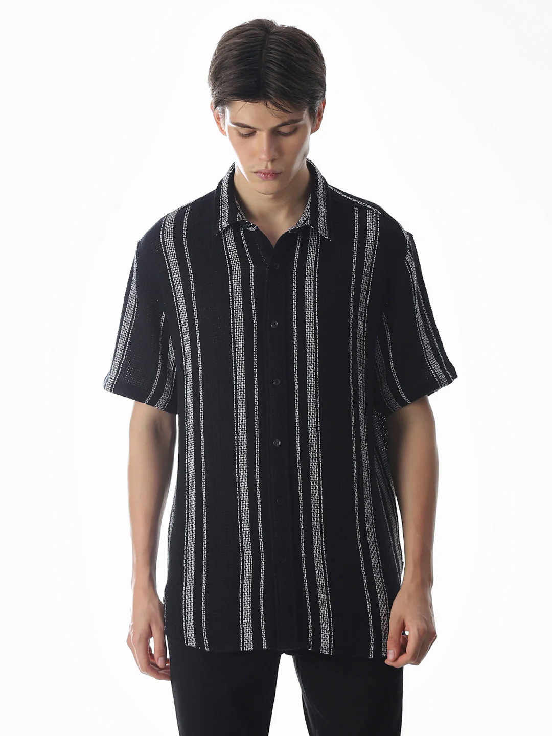 Striped Oversized Cotton Shirt - Image 2