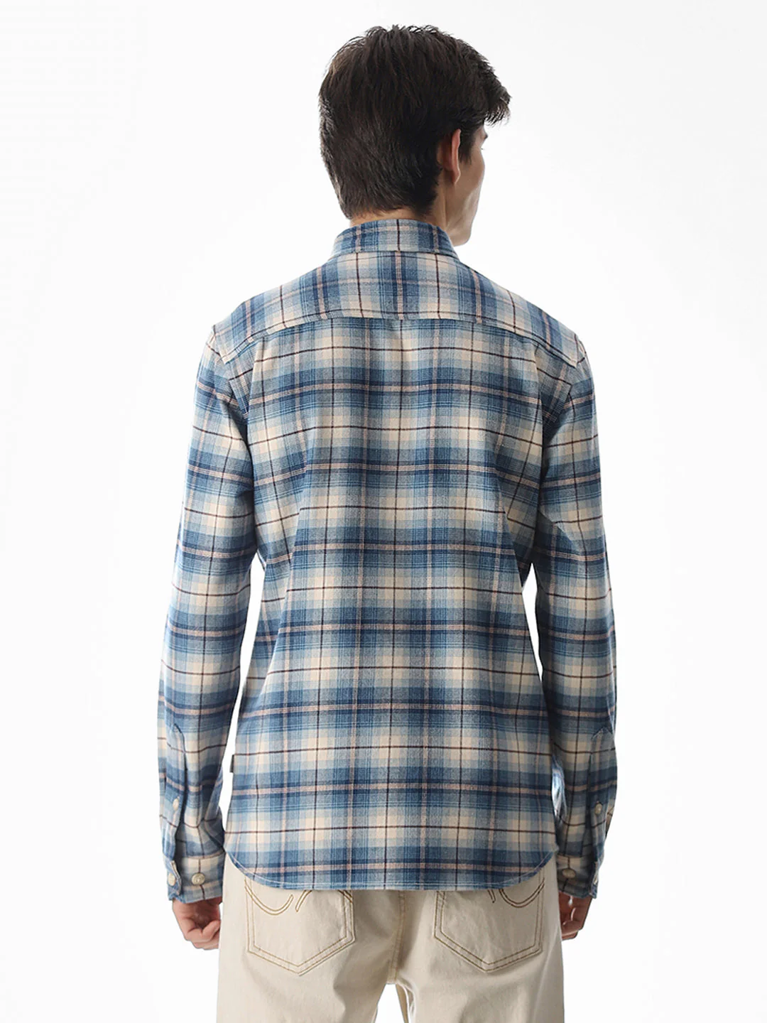 Check Cotton Shirt - Light Blue - Image 4