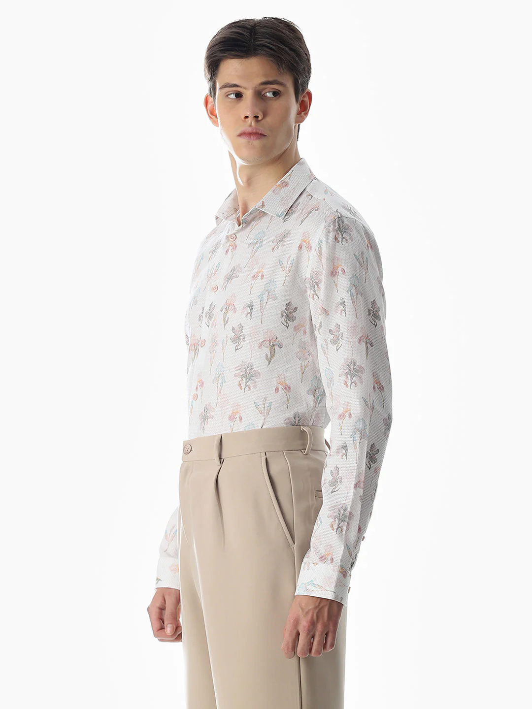 Slim Fit Printed Full Sleeves Shirt - Black - Image 3
