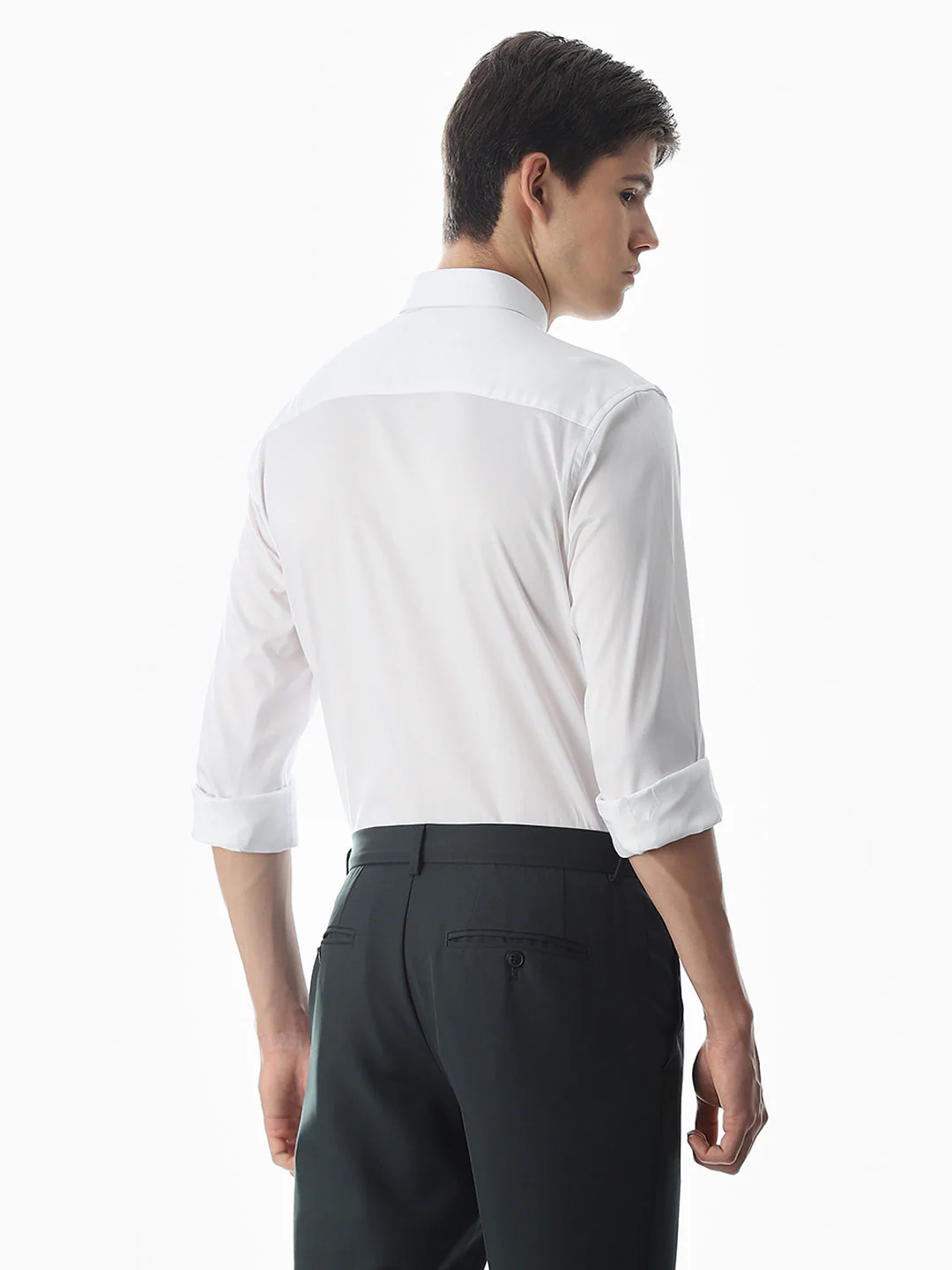 Stretch Slim Fit Full Sleeves Shirt - White - Image 4