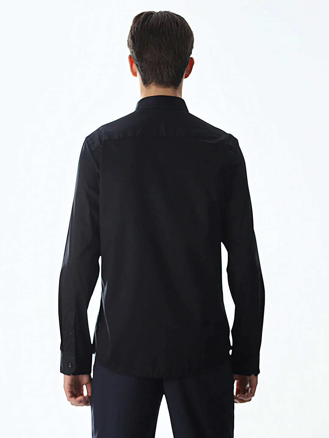 Stretch Slim Fit Full Sleeves Shirt - Black - Image 9