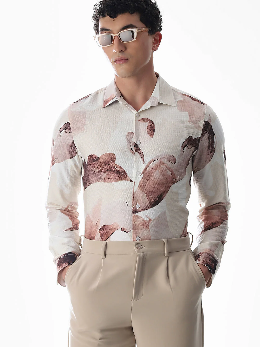 Dobby Printed Slim Fit Shirt
