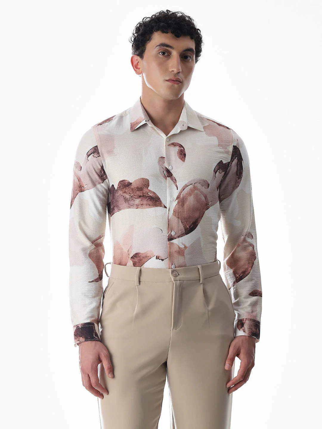 Dobby Printed Slim Fit Shirt - Image 2
