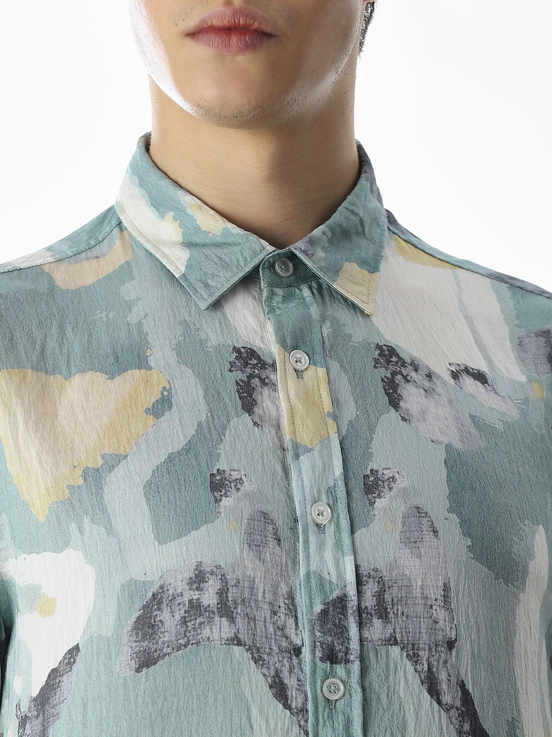 Comfort Fit Printed Shirt - Green - Image 5