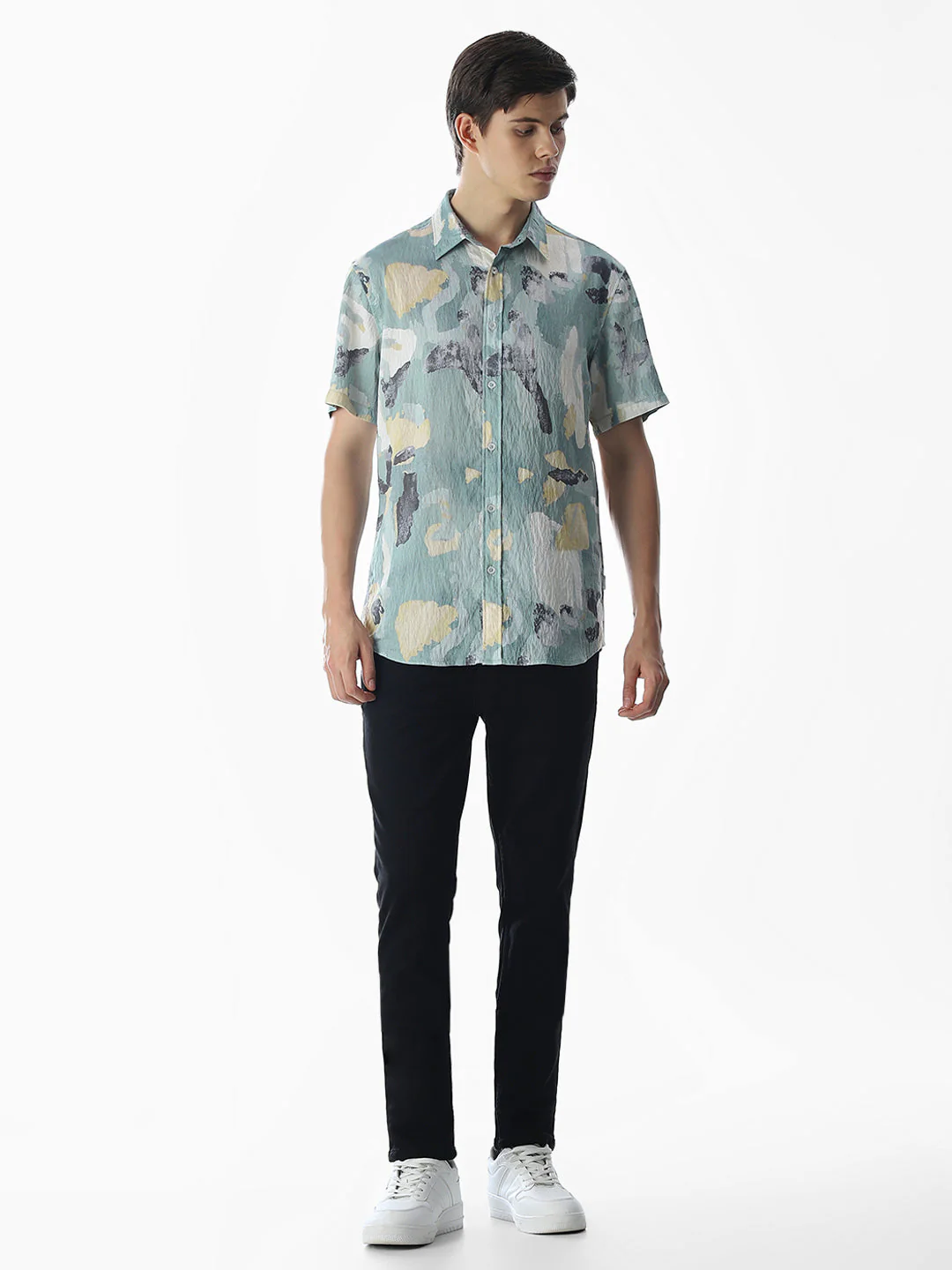 Comfort Fit Printed Shirt - Green - Image 6