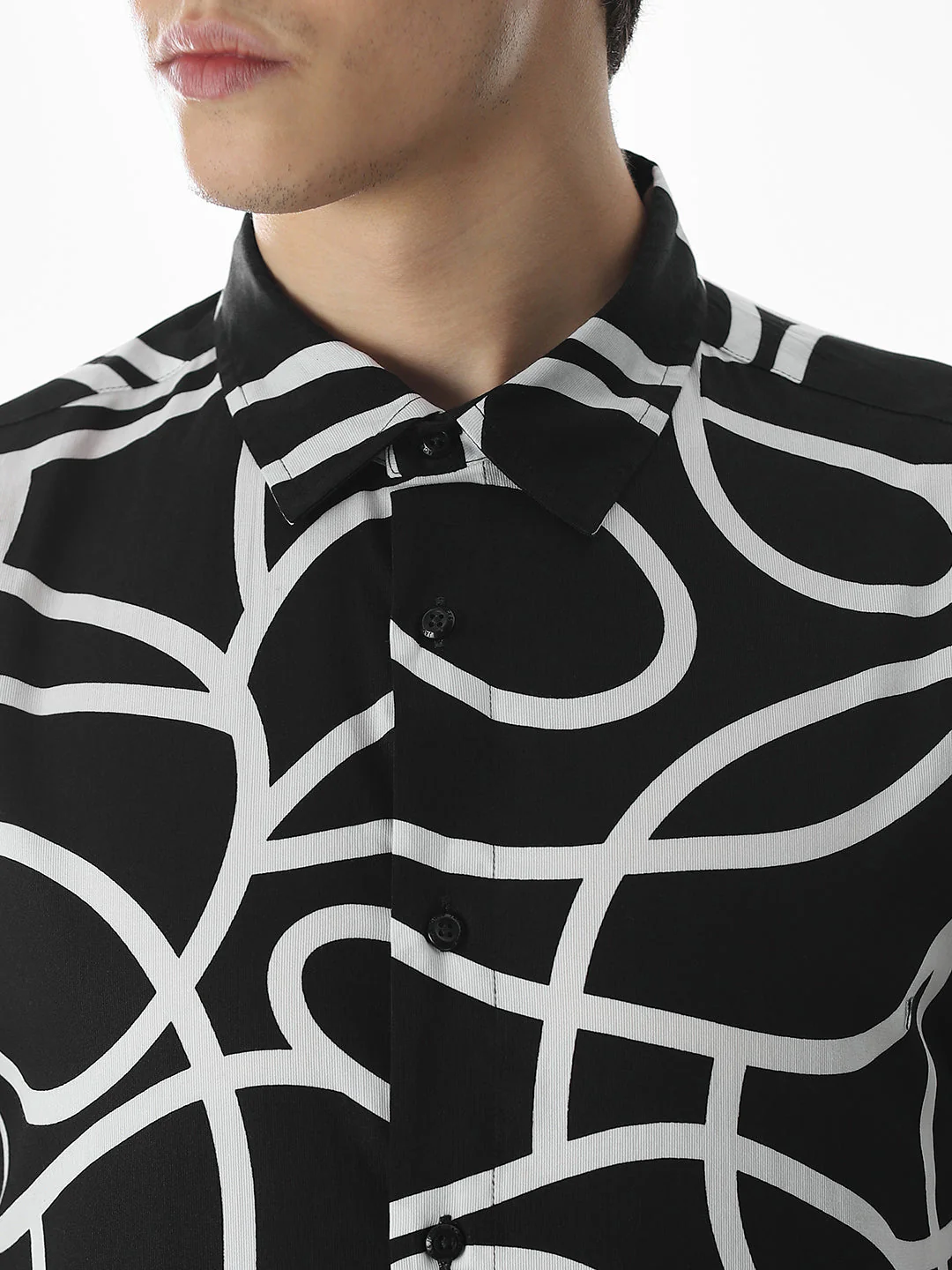 Regular Fit Black Printed Shirt - Image 5