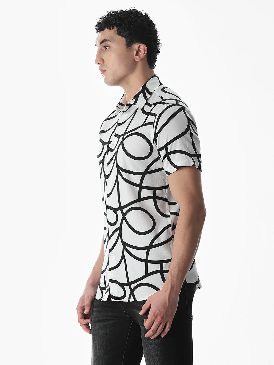 Regular Fit White Printed Shirt - Image 3