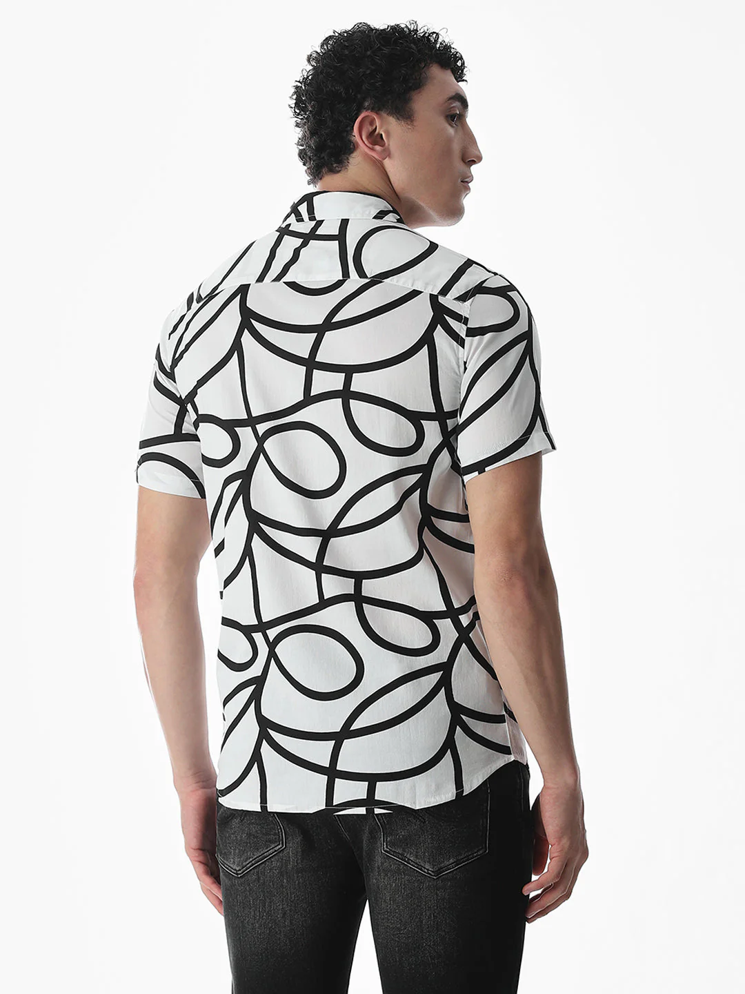 Regular Fit White Printed Shirt - Image 4