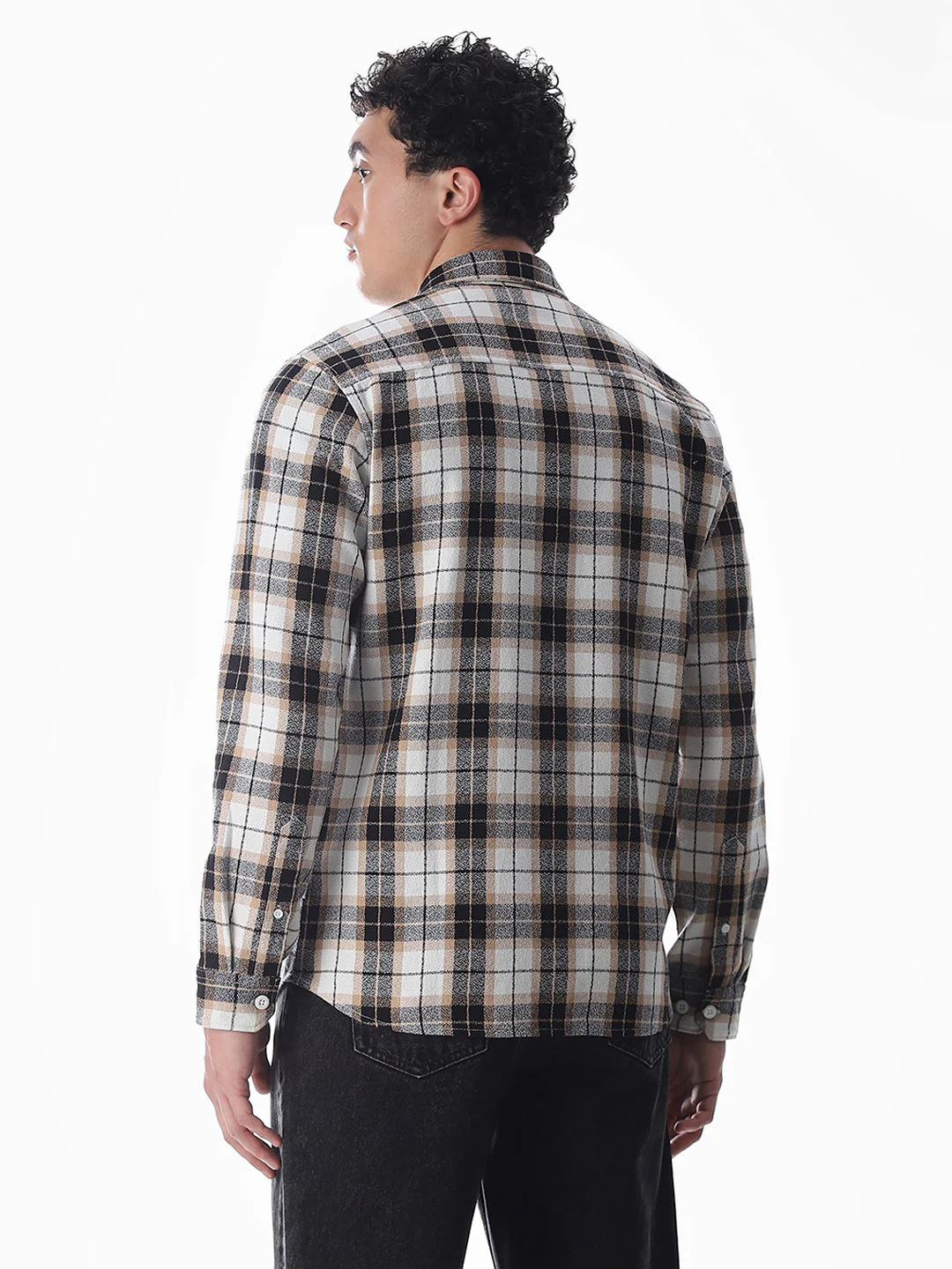Brown Check Cotton Shirt - Image 4