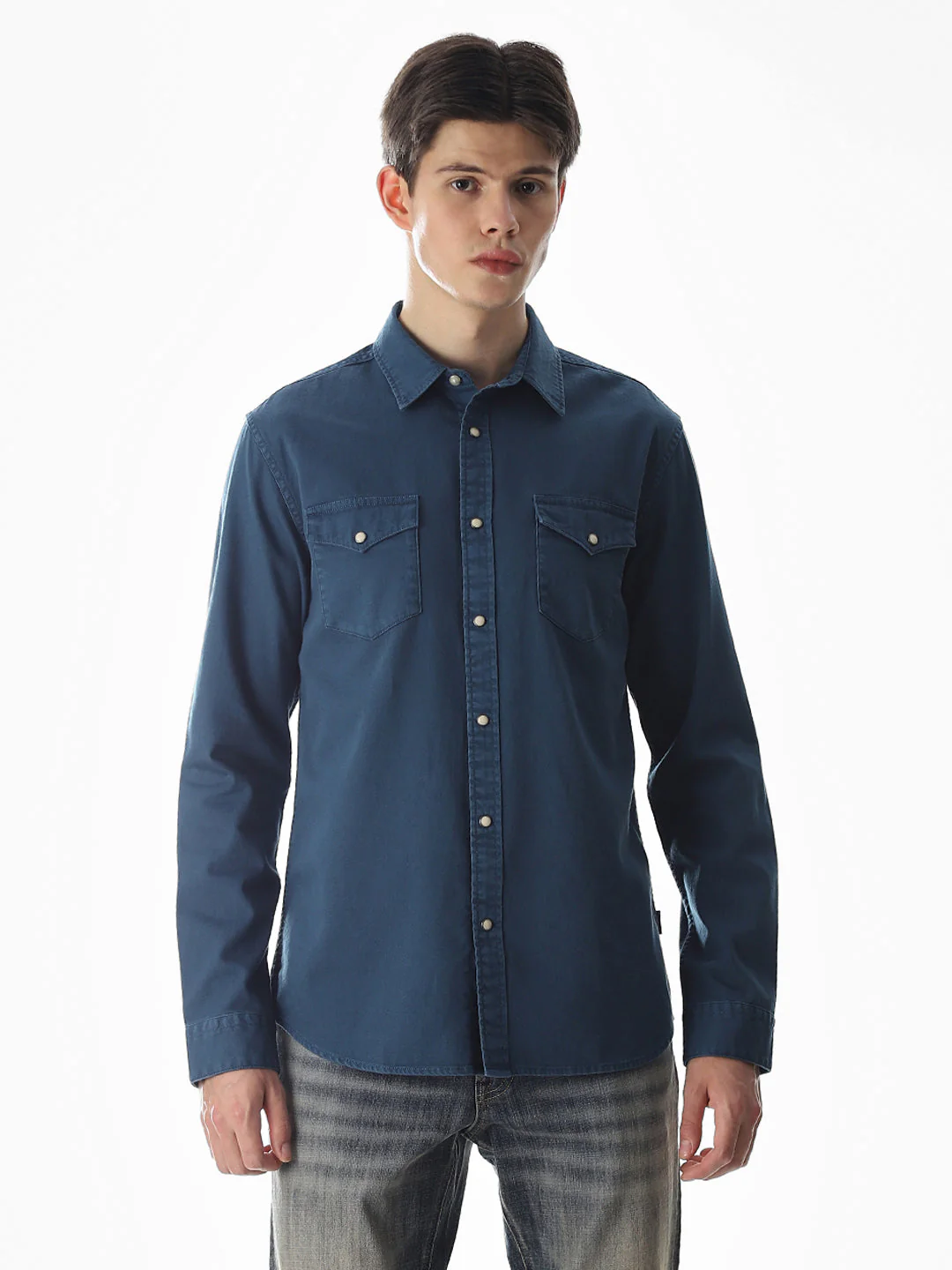 2 Patch Pocket Blue Shirt - Image 2