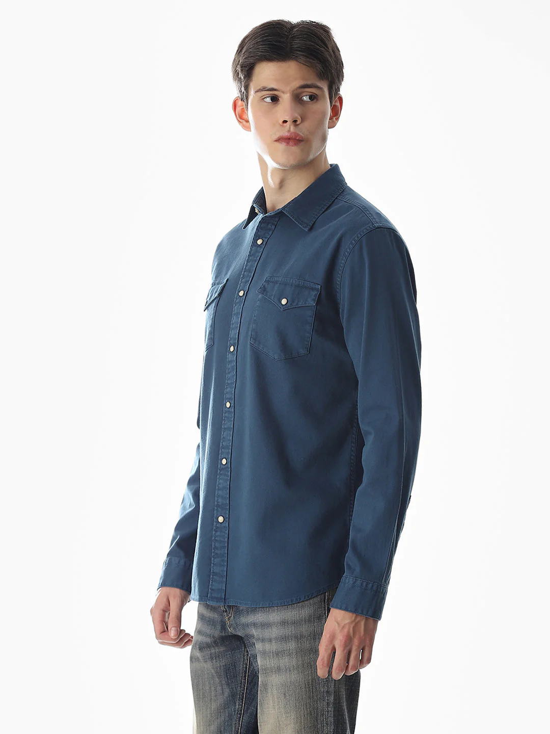 2 Patch Pocket Blue Shirt - Image 3
