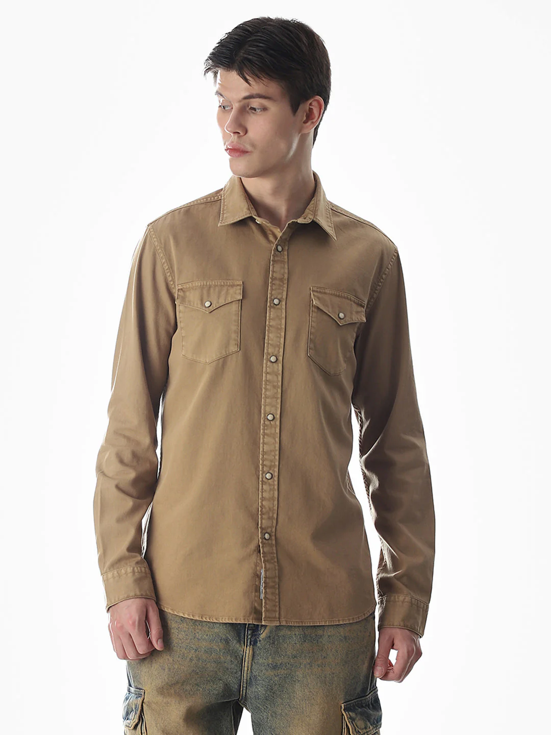 2 Patch Pocket Brown Shirt - Image 2