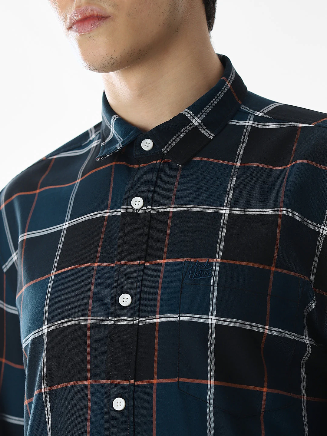 Check Cotton Shirt - Dark Blue - Image 5