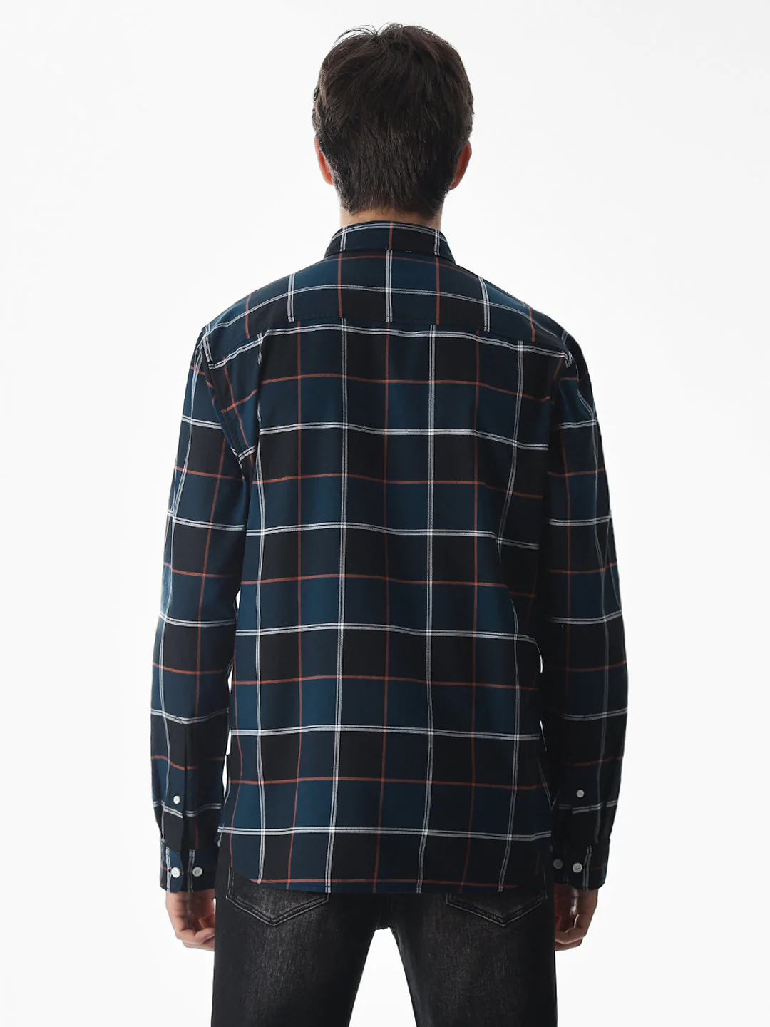 Check Cotton Shirt - Dark Blue - Image 9