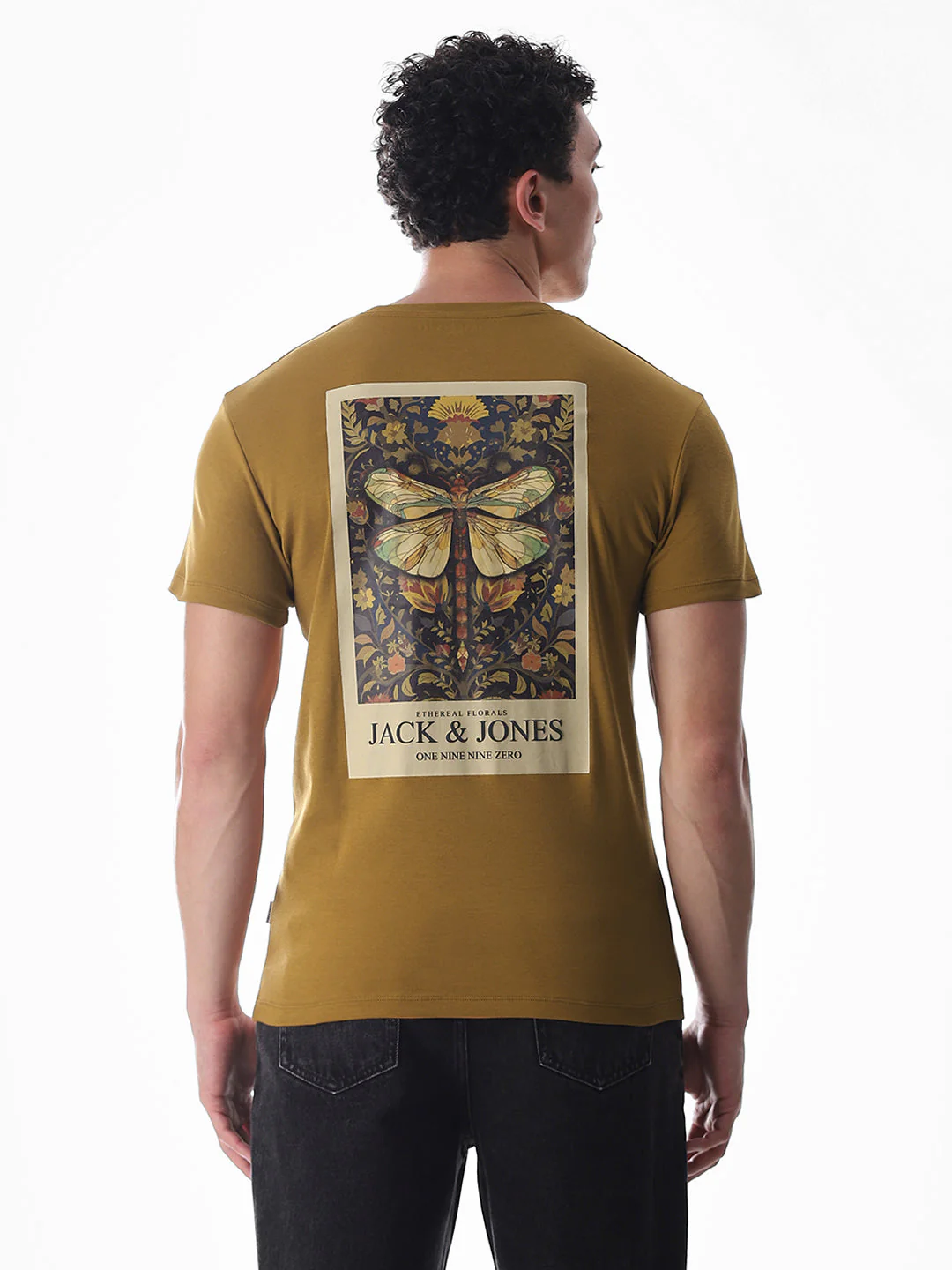 Dragonfly Print Cotton T-shirt -Brown - Image 4