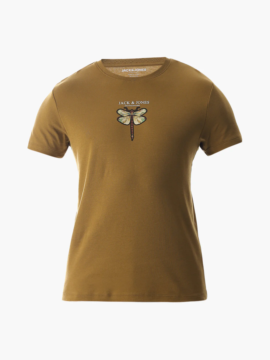Dragonfly Print Cotton T-shirt -Brown - Image 7