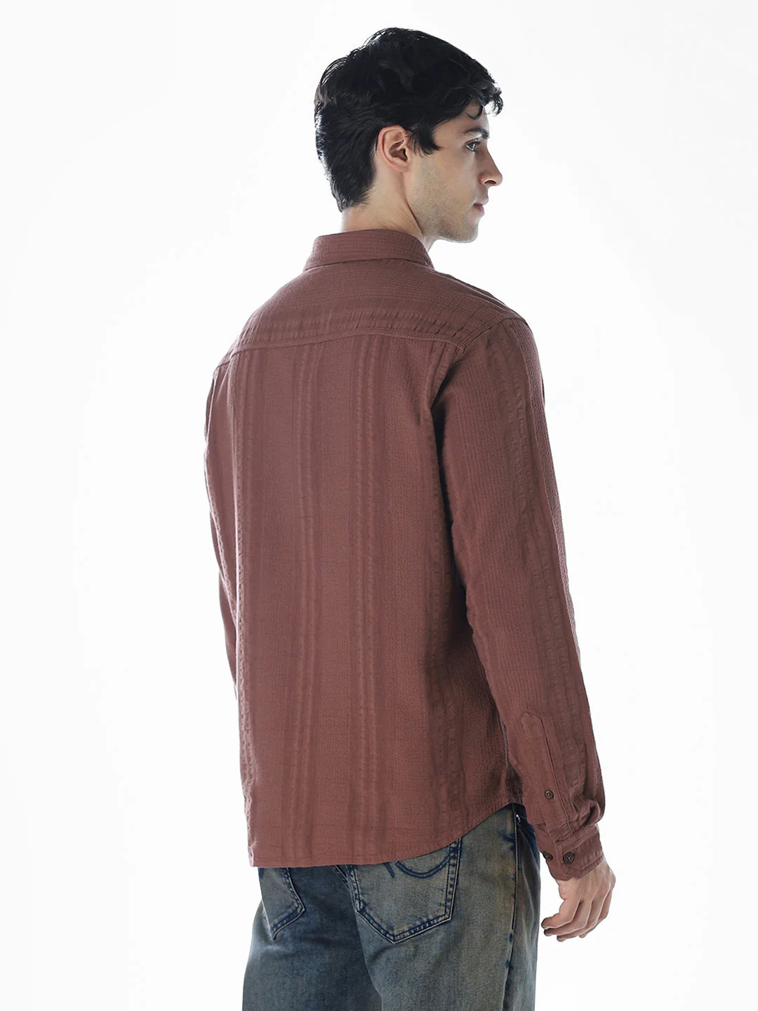 Dark Brown Cotton Oversized Shirt - Image 4