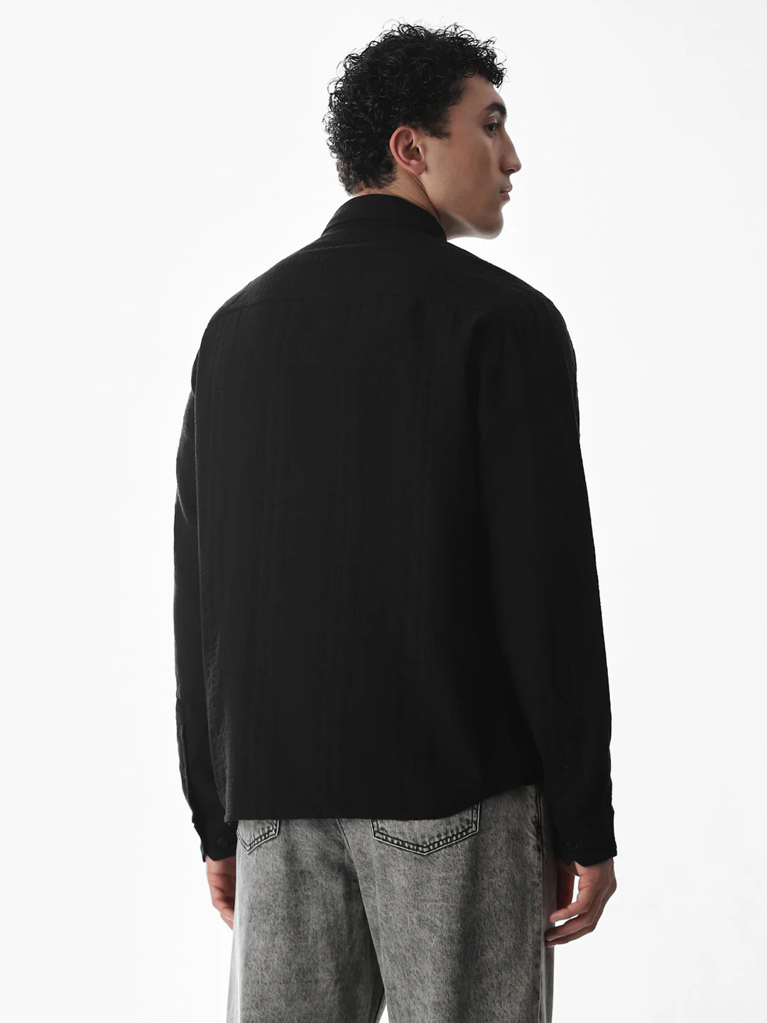 Oversized Black Full Sleeves Shirt - Image 4