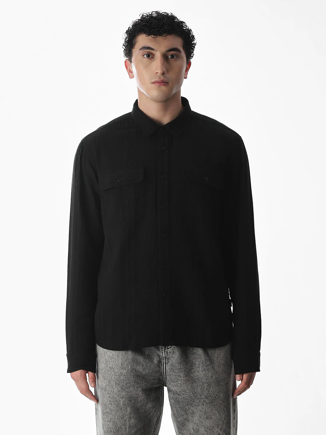 Oversized Black Full Sleeves Shirt - Image 8