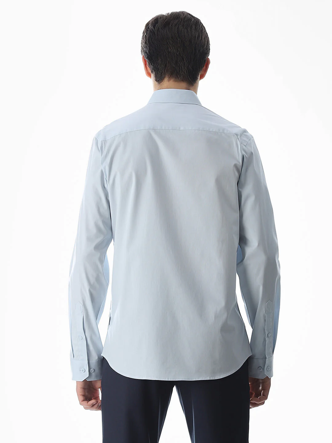 Stretch Slim Fit Full Sleeves Shirt - Light Blue - Image 9