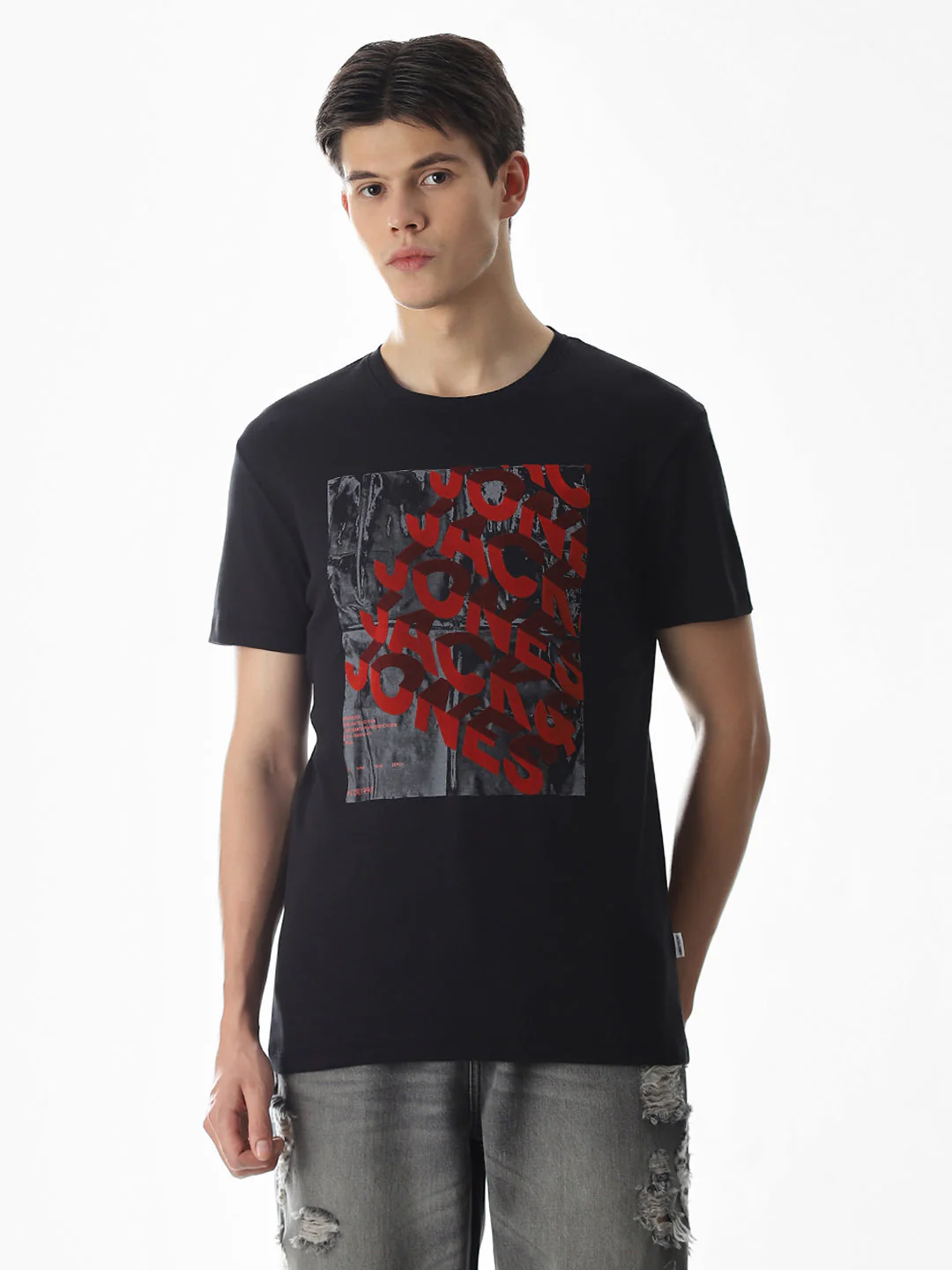 Typography Slim Fit T-shirt - Black - Image 2