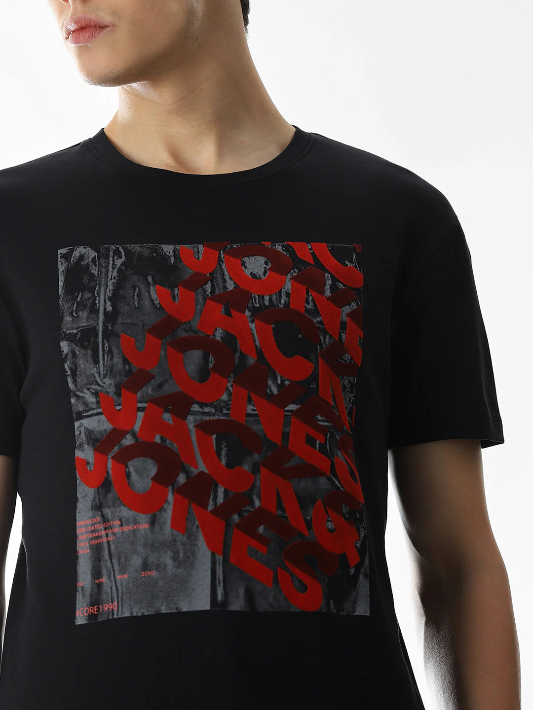 Typography Slim Fit T-shirt - Black - Image 5