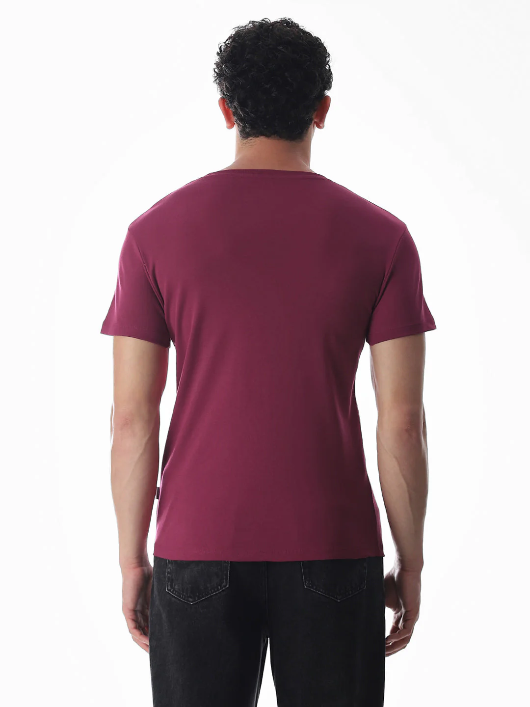 Embroidered Print T-Shirt - Maroon - Image 9