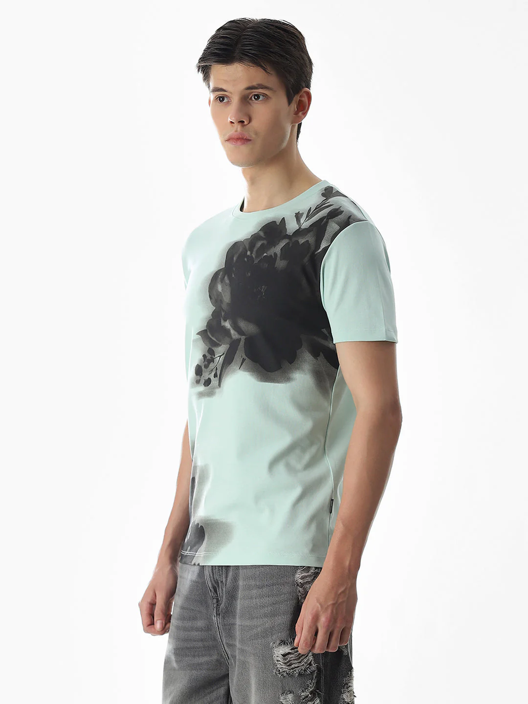 Printed Slim Fit T-shirt - Green - Image 3