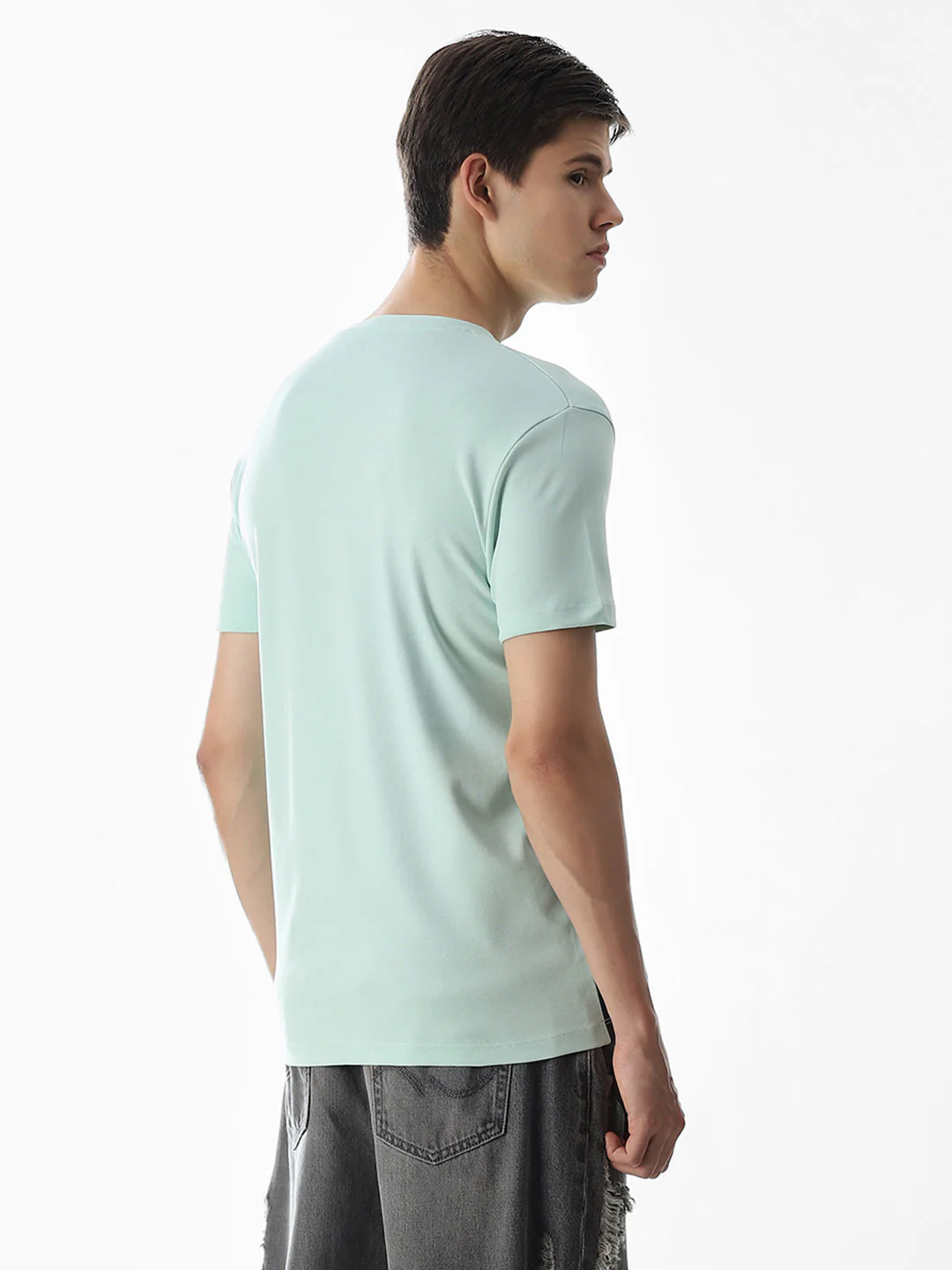Printed Slim Fit T-shirt - Green - Image 4