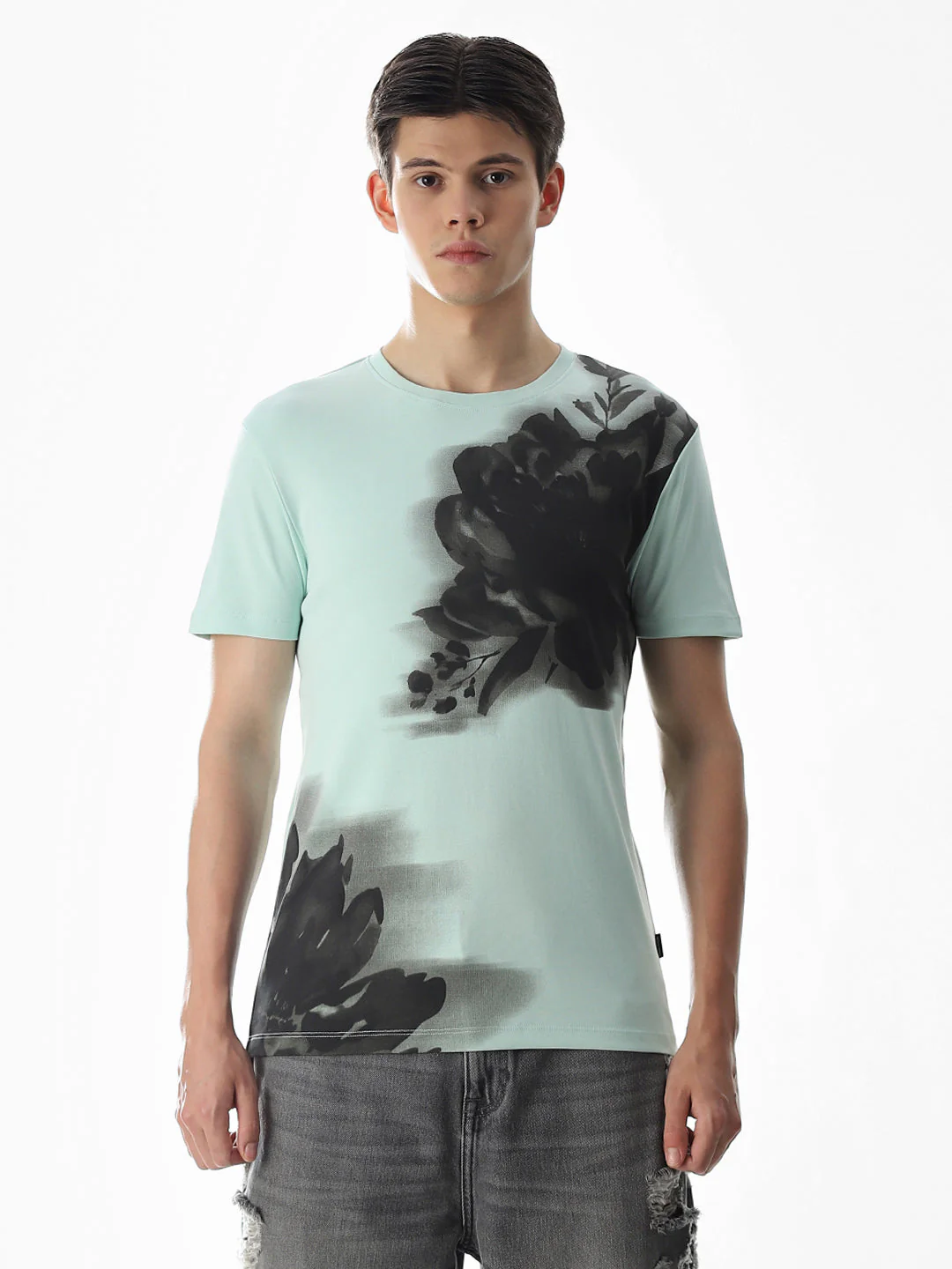 Printed Slim Fit T-shirt - Green - Image 8