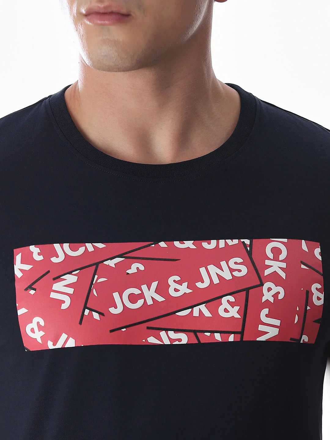 Chest Print Slim Fit T-shirt - Blue - Image 5