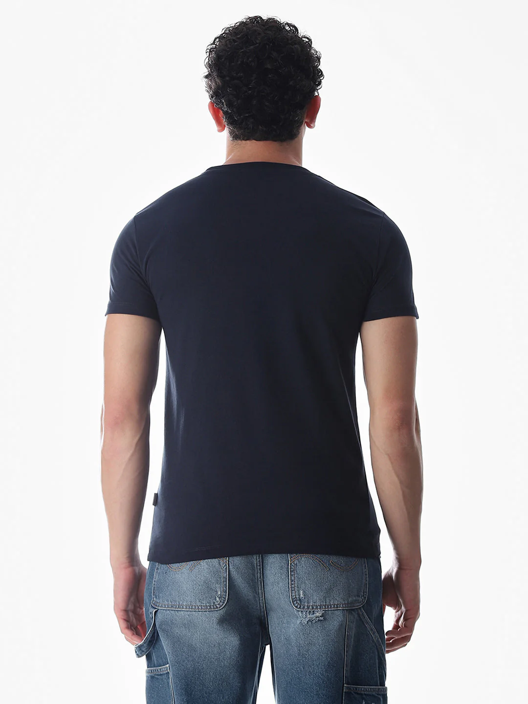 Chest Print Slim Fit T-shirt - Blue - Image 9