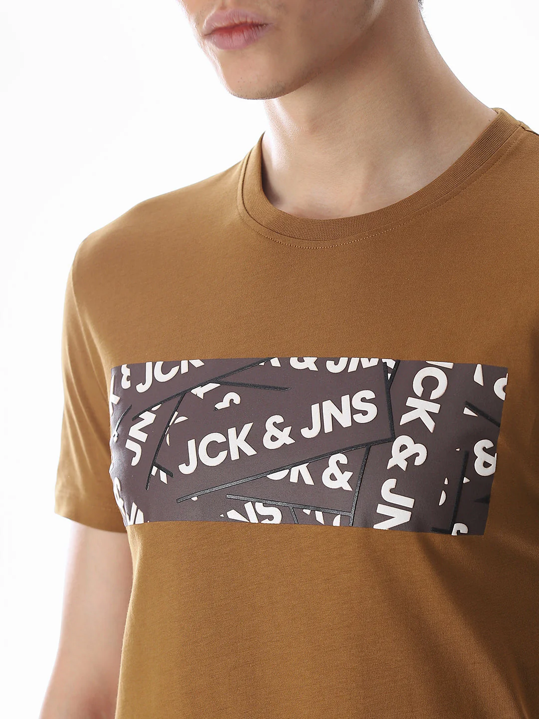 Chest Print Slim Fit T-shirt - Brown - Image 5